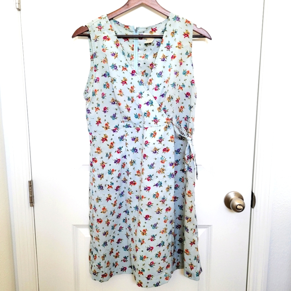 Express Sleeveless Floral Cottage Vintage Professional Baby Blue Dress Size 9/10